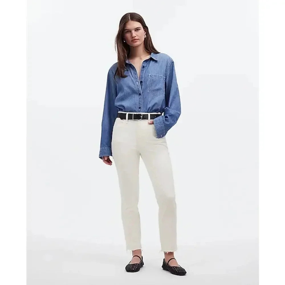 NWT Madewell The Perfect Vintage Jean‎ High Rise Tile White Women's 32 Petite